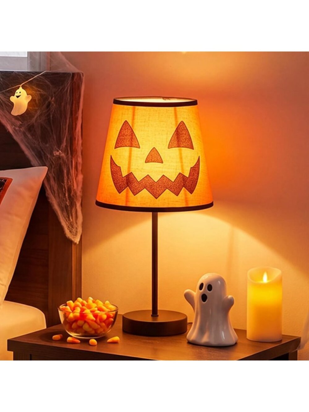 New Halloween Jack O Lantern Pumpkin Lamp 10.6 x 3.9 in LED USB Night Light